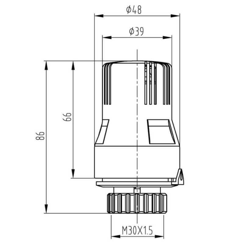 Termostatická hlavica TC TRV22-rozmery